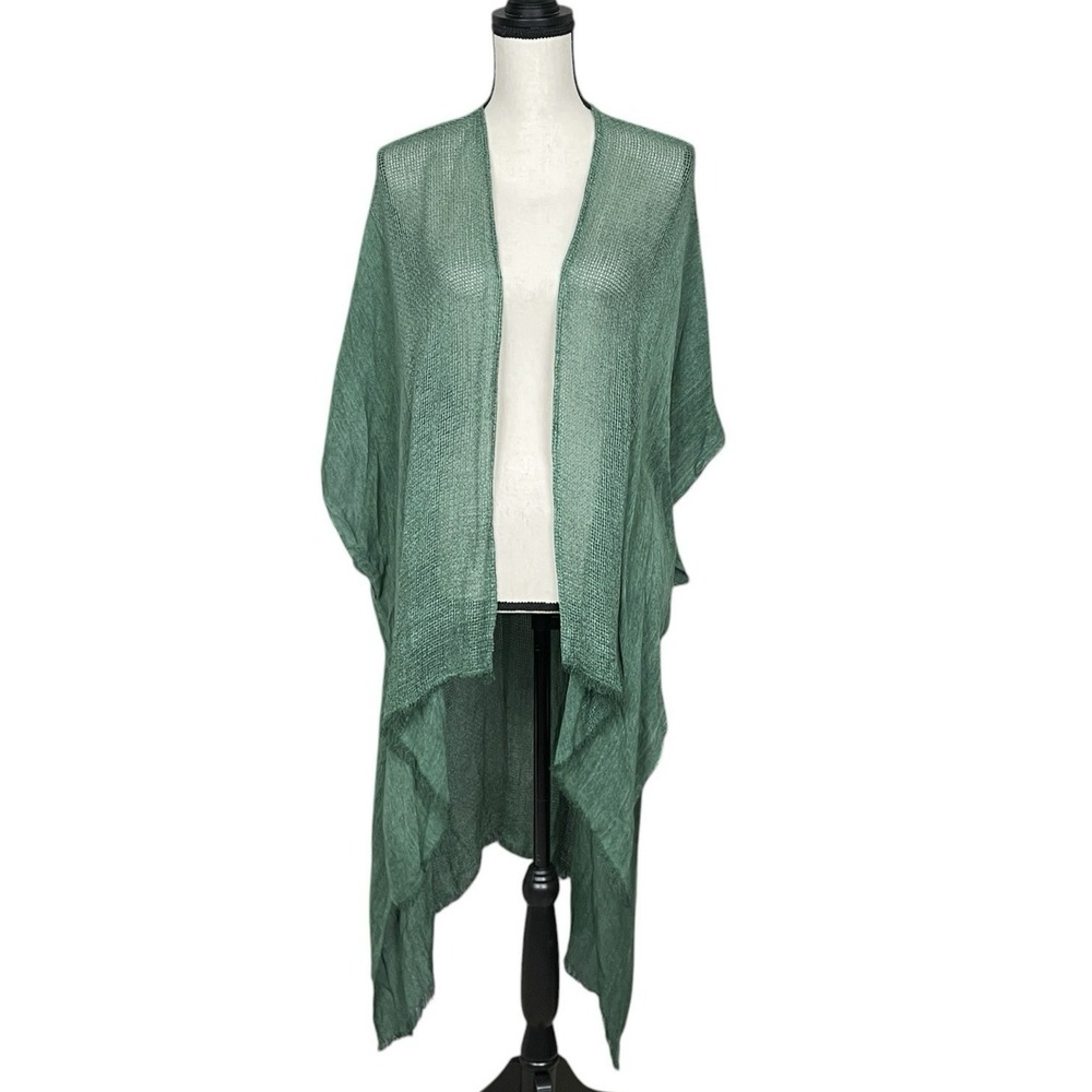 Boho Sheer Green Lightweight Open Front‎ Cardigan Womens OS Wrap Beach Festival